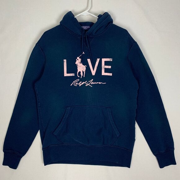 Pink Pony Ralph Lauren LOVE Breast Cancer Hoodie Men's Medium